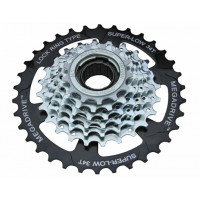 7 Speed Friction Megadrive Freewheel Sprocket 13T/34T - Chrome/Black