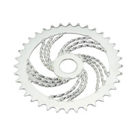 36T Square Triple Twisted Swirl Chainring - Chrome