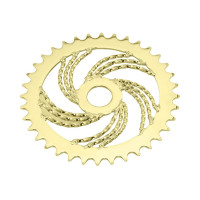 36T Square Triple Twisted Swirl Chainring - Gold Tone