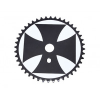 44T Iron Cross Chainring - White/Black Cross