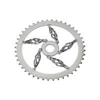44T Cage Twisted Swirl Chainring - Chrome