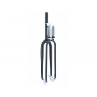  Modern Style Dual Spring Suspension Fork 1 1/8 Inch Threadless - Black/Chrome