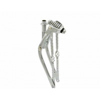20 Inch Straight Springer Fork w/Square Twisted Cage Braces - Chrome