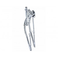 26 Inch Straight Springer Fork w/Square Twisted Cage Braces - Chrome
