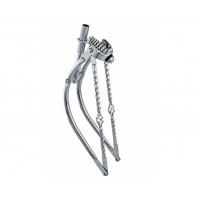 26 Inch Bent Springer Fork w/Square Twisted Cage Braces - Chrome