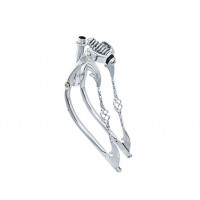 20 Inch Bent Springer Fork w/Wing Square Twisted Cage Braces - Chrome