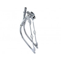 26 Inch Bent Springer Fork w/Wing Square Twisted Cage Braces - Chrome