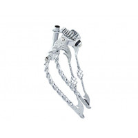 20 Inch Square Twisted Bent Springer Fork  w/Square Twisted Cage Braces - Chrome