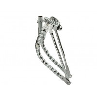 20 Inch Square Twisted Bent Springer Fork - Chrome