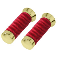 Custom Spiral Velour Grips - Gold Tone/Red