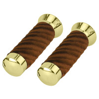 Custom Spiral Velour Grips - Gold Tone/Brown