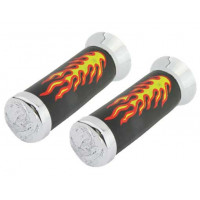 Custom Vinyl Foam Flame w/Eagle Grips - Black/Chrome