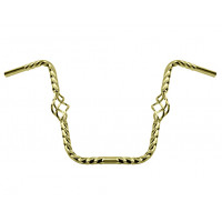 Square Twisted V Handlebar w/Cage 16 Inch Rise 25.4mm - Gold Tone