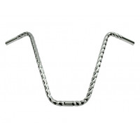 Square Twisted Dyno Style Bent Handlebar 16 Inch Rise 25.4mm - Chrome
