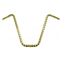 Square Twisted Dyno Style Bent Handlebar 16 Inch Rise 25.4mm - Gold Tone