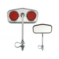 Pentagon Mirror w/Reflector - Chrome/Red