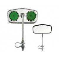 Pentagon Mirror w/Reflector - Chrome/Green
