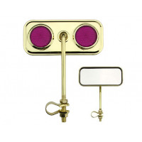Rectangle Mirror w/Reflector - Gold Tone/Purple