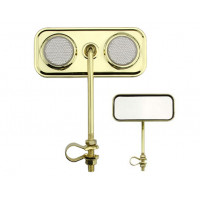 Rectangle Mirror w/Reflector - Gold Tone/Clear