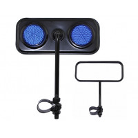 Rectangle Mirror w/Reflector - Black/Blue
