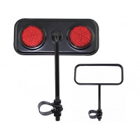 Rectangle Mirror w/Reflector - Black/Red