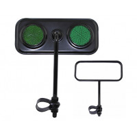 Rectangle Mirror w/Reflector - Black/Green