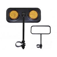 Rectangle Mirror w/Reflector - Black/Amber