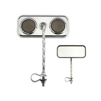 Rectangle Square Twisted Mirror w/Reflector - Chrome/Black