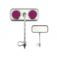 Rectangle Square Twisted Mirror w/Reflector - Chrome/Purple