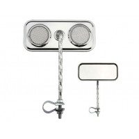 Rectangle Square Twisted Mirror w/Reflector - Chrome/Clear