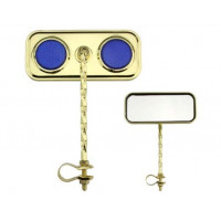 Rectangle Square Twisted Mirror w/Reflector - Gold Tone/Blue
