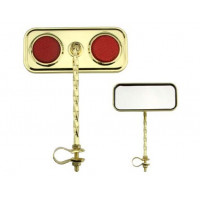 Rectangle Square Twisted Mirror w/Reflector - Gold Tone/Red