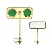 Rectangle Square Twisted Mirror w/Reflector - Gold Tone/Green