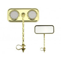 Rectangle Square Twisted Mirror w/Reflector - Gold Tone/Clear