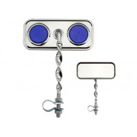 Rectangle Flat Twisted Mirror w/Reflector - Chrome/Blue