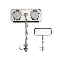Rectangle Flat Twisted Mirror w/Reflector - Chrome/Clear