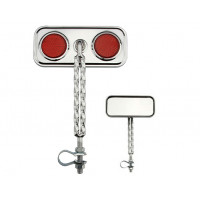 Rectangle Double Square Twisted Mirror w/Reflector - Chrome/Red