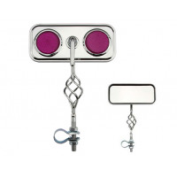 Rectangle Cage Mirror w/Reflector - Chrome/Purple