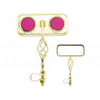 Rectangle Cage Mirror w/Reflector - Gold Tone/Purple