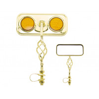 Rectangle Cage Mirror w/Reflector - Gold Tone/Amber