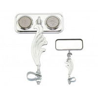 Rectangle Wing Mirror w/Reflector Left - Chrome/Black