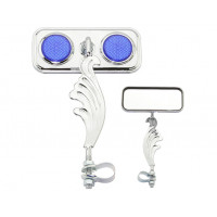 Rectangle Wing Mirror w/Reflector Right - Chrome/Blue
