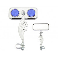 Rectangle Wing Mirror w/Reflector Left - Chrome/Blue