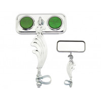 Rectangle Wing Mirror w/Reflector Right - Chrome/Green