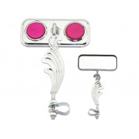 Rectangle Wing Mirror w/Reflector Right - Chrome/Purple