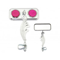 Rectangle Wing Mirror w/Reflector Left - Chrome/Purple