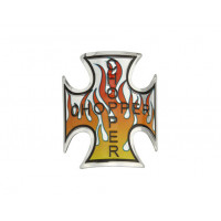 Chopper Cross Name Plate - Orange Flame/Black Letter