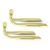 Dual Flared Angle Cut Mufflers - Gold Tone