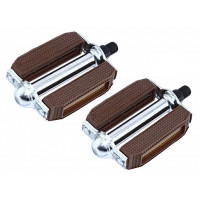 PVC Block Pedals 1/2 Inch - Brown/Chrome
