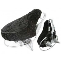 Spiral Velour Beach Cruiser Seat w/Buttons - Black/Black